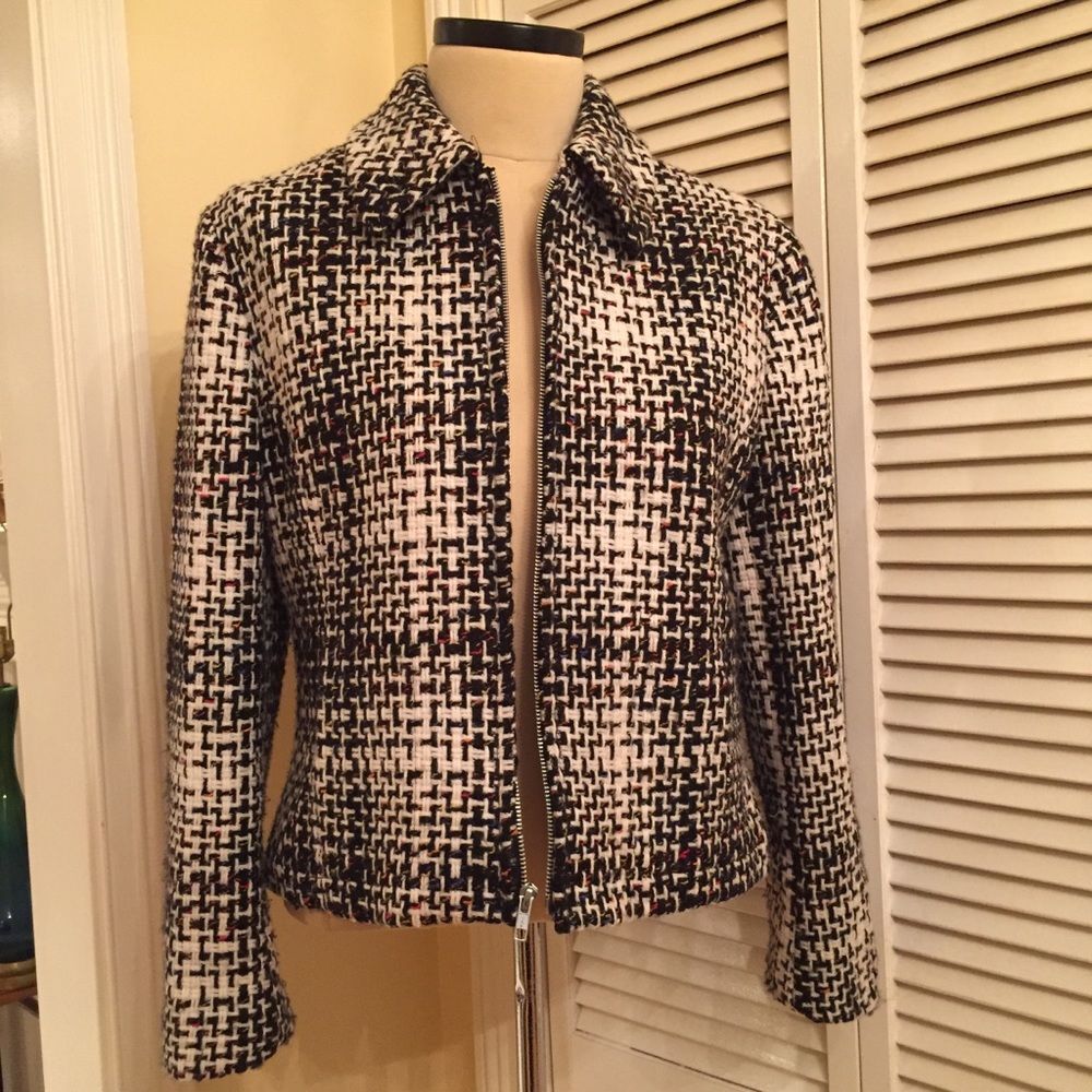 Jones New York Wool Blend Tweed Zip Jacket 14 - Picture 2 of 8